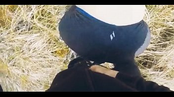 Georgian fucks girlfriend in a hat in the woods
