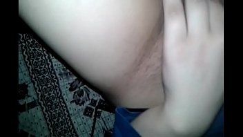 Georgian chick masturbates unshaven pussy close-up